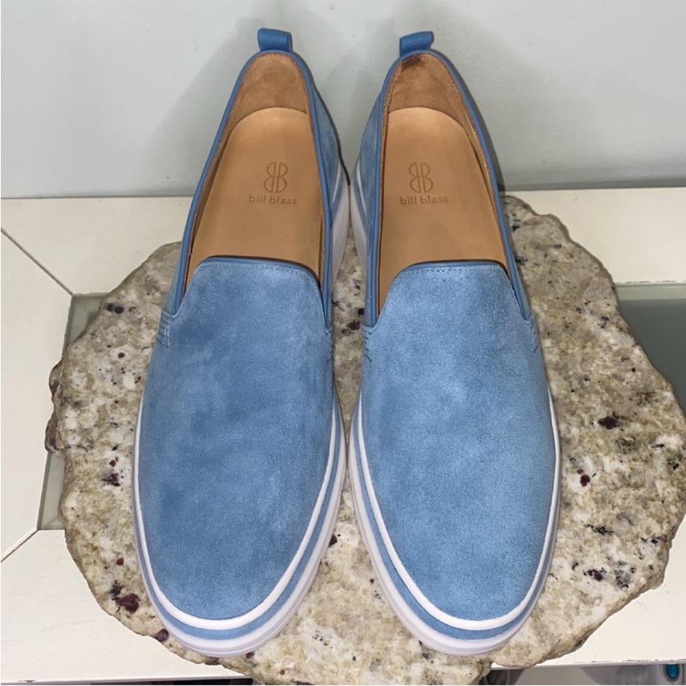 New! Bill Blass Suede Light Blue Slip-On Loafers
